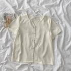 Short-sleeve Button-up Top Off-white - One Size