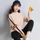 Contrast Stripe Mock-neck Sweater
