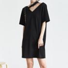 Strap Detail Short-sleeve T-shirt Dress