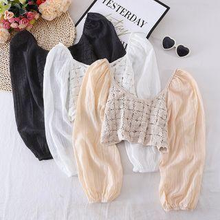 Square-neck Knit Cutout Panel Top
