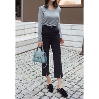 Band-waist Slit-front Pants