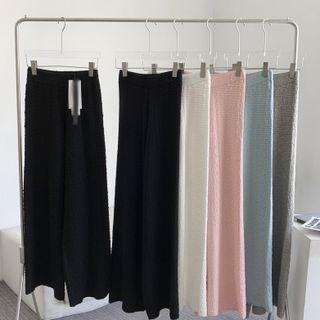 Band-waist Knit Wide Leg Pants
