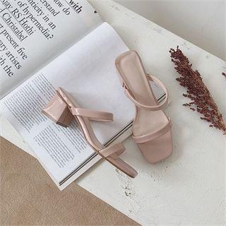 Double-strap Kitten-heel Mules