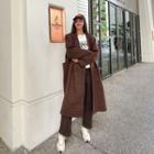 Plaid Button-up Oversize Coat Brown - One Size