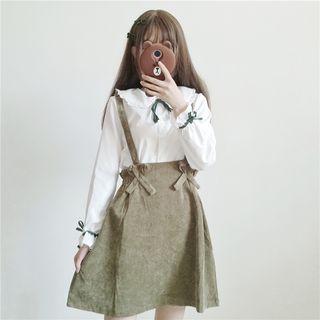 Tie-neck Shirt / A-line Jumper Skirt