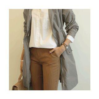 Mandarin-collar Drawstring-waist Jacket