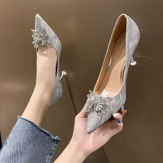 Pointed Butterfly Detail High Heel Pumps