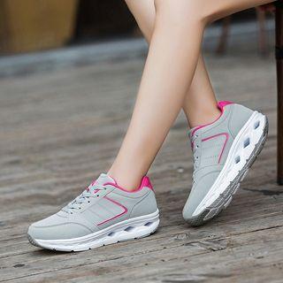 Contrast-trim Platform Lace-up Sneakers