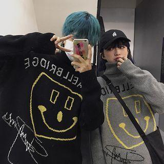 Couple Matching High Neck Print Sweater