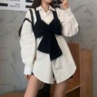 Long-sleeve Shirt / Tie-front Camisole Top