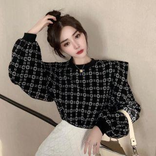 Plaid Sweatshirt Black - One Size