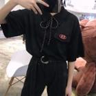 Embroidered Short-sleeve Collared T-shirt