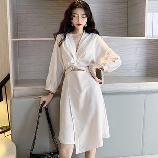 Twisted Front Asymmetric Cutout Midi Dress