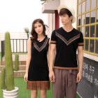 Couple Matching Embroidered T-shirt / Sleeveless Fringed Dress