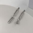 Chained Asymmetrical Stainless Steel Dangle Earring 1 Pair - Silver - One Size