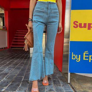 Seam-trim Frayed Boot-cut Jeans