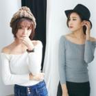 Long-sleeve Off Shoulder Knit Pullover
