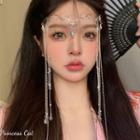 Droplet Rhinestone Fringed Headpiece Silver - One Size