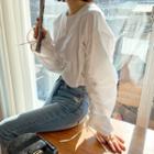 Drop-shoulder Drawstring-sleeve Top