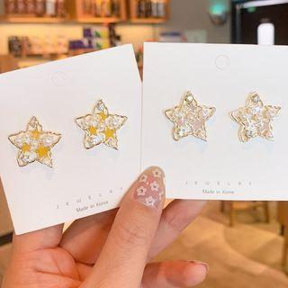 Faux Pearl Resin Star Earring
