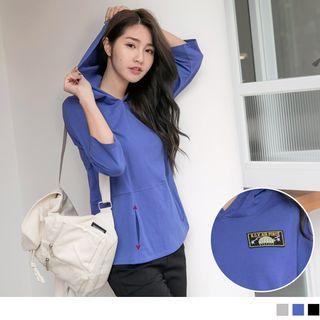 Plain Embroidered 3/4 Sleeve Hoodie