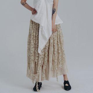 Asymmetrical Tie-dyed Midi A-line Skirt