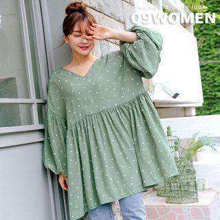 Plus Size Balloon-sleeve Floral Tunic