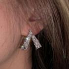 Embellished Ear Stud 1 Pair - Silver - One Size