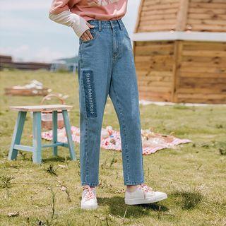 Patched Embroidered Jeans