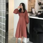 Lantern-sleeve Slim Fit Dress