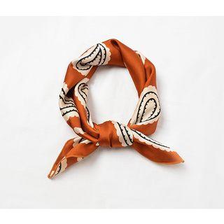 Printed Satin Scarf Paisley Print - Caramel - 70cm X 70cm