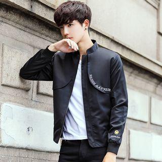 Stand-collar Embroidered Zip Jacket