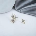 Mismatch Rhinestone Ear Stud 1 Pair - 925 Silver Earrings - One Size