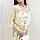 Crochet Trim Elbow Sleeve Chiffon Jacket