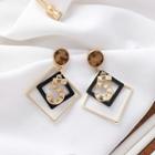Numerical Alloy Square Dangle Earring As Shown In Figure - One Size