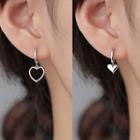 Heart Asymmetrical Dangle Earring 1 Pair - Asymmetrical - Love Heart - Silver - One Size