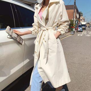 Double-breasted Belted Long Trench Jacket