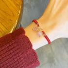 Bead Woven Bracelet Red - One Size