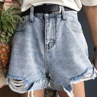 Rib Denim Shorts