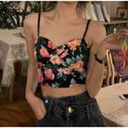 Short-sleeve Shirt / Floral Print Camisole Top