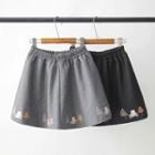 Car Embroidered Mini A-line Skirt
