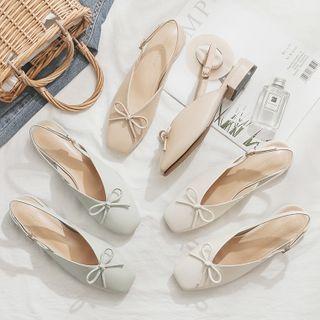 Block Heel Bow Slingback Sandals