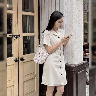 Open-placket Stitched Dress