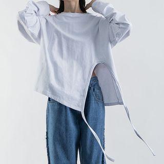 Asymmetrical Cutout Sweatshirt White - One Size