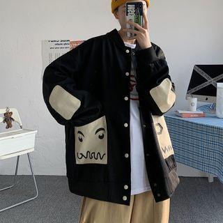 Two Tone Printed Button-up Oversize Jacket