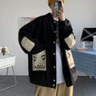 Two Tone Printed Button-up Oversize Jacket