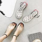 Ankle Strap Clear Band Block Heel Sandals