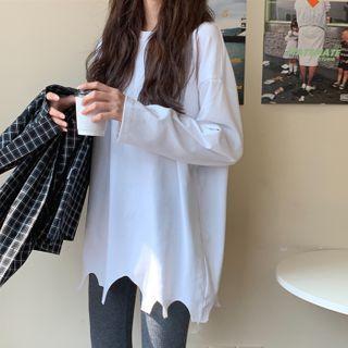 Long-sleeve Irregular Cutout T-shirt