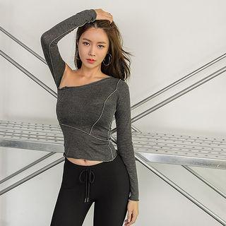 Asymmetric Off-shoulder Piped Top