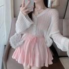 Set: Plain Cardigan + Mini A-line Skirt